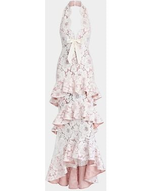 retroféte Senara Lace Halter Dress - Pink