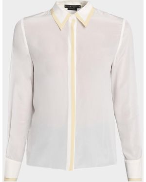 Alice + Olivia Willa Placket Top - White