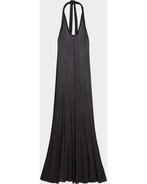 Helmut Lang Layered Stretch-Mesh Halterneck Maxi Dress - Black