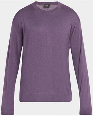 Brioni Apos;S Cashmere-Silk Crewneck Sweater - Purple