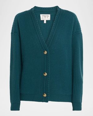 Twp Ribbed Cashmere Cardigan - Green
