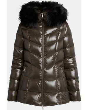 Moncler Fulmarusse Hooded Down Jacket With Faux Fur Trim - Black