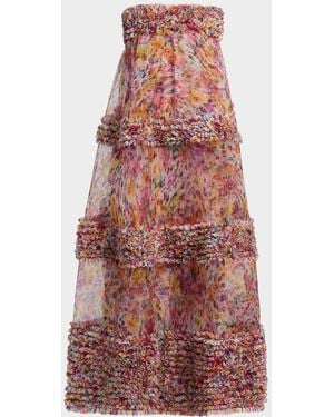 Zimmermann Luna Ruffle Bandeau Gown - Red
