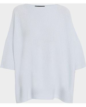Eskandar Square 3/4 Sleeve Top - Blue