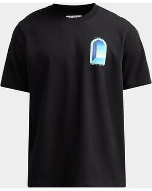 CASABLANCA Classic Graphic Cotton Crewneck T-Shirt - Black