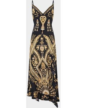 CAMILLA Taurus Rising Bias Slip Dress With Frill Hem - White