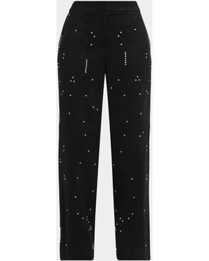Tahari The Amara Rhinestone Straight-Leg Pants - Black
