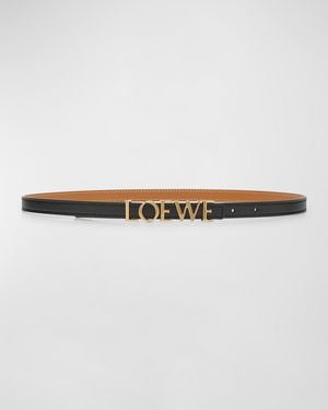 Loewe Bold Logo Leather Skinny Belt - Gray