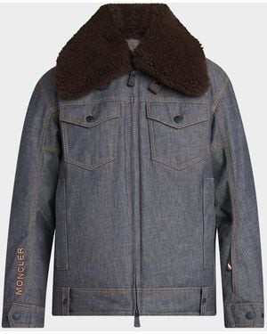Moncler Yunque Down Denim Jacket - Gray