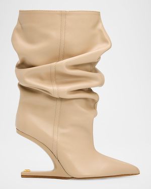 Balmain No Wedge Smooth Leather Ankle Boots - Natural