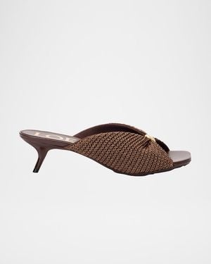 Loewe X Paula & Apos;S Ibiza 45Mm Pebble Woven Slide Sandals - Brown