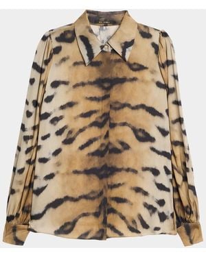Kobi Halperin Davis Animal-Print Silk-Blend Blouse - Natural