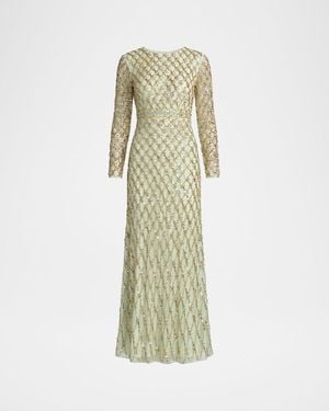 Mac Duggal Sequined Lattice Column Gown - White
