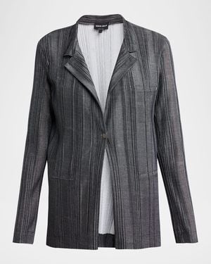 Giorgio Armani Plisse Jersey Jacket - Gray