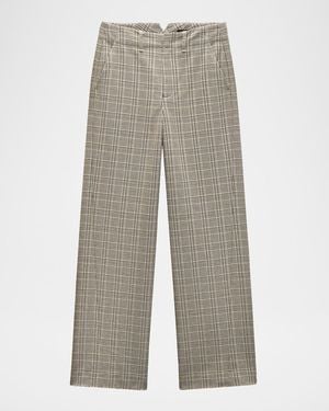 Rag & Bone Shea Plaid Wool-Blend Straight-Leg Pants - Gray
