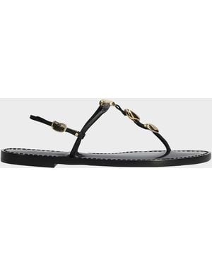 Amanu The Nairobi Leather T-Strap Sandals - Metallic