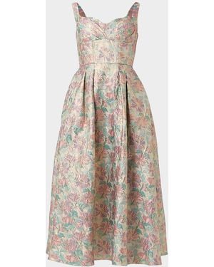 Shoshanna Ophelia Brocade Midi Dress - Natural