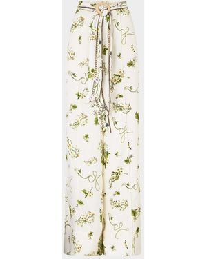 CAMILLA Scarf Belt Wide-Leg Pants - White