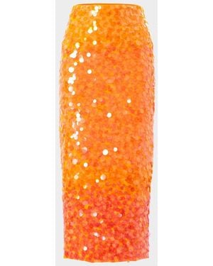 Carolina Herrera Ombre Sequin Midi Skirt - Orange
