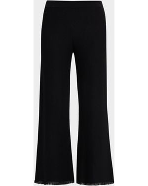 Kobi Halperin Valley Fringe-Hem Pique Knit Pants - Black