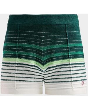CASABLANCA Bouclé Striped Cotton-Blend Shorts - Green