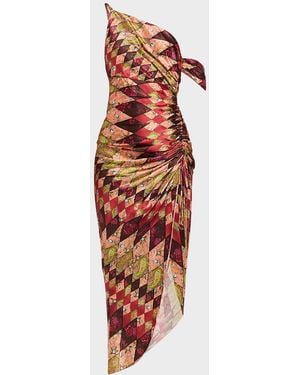Cinq À Sept Elliana Draped Silk Midi Dress - Red