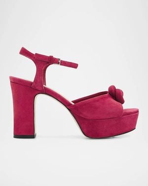 Cinq À Sept Arianna 100Mm Knot-Detail Suede Platform Sandals - Pink