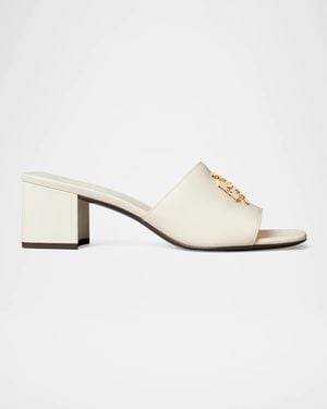 Tory Burch 55Mm Charlie Leather Slide Sandals - Natural