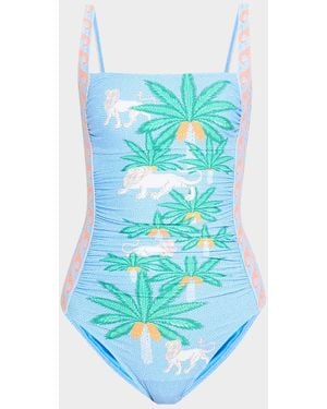 Johnny Was X Paolita Marilyn Ruched One-Piece Swimsuit - Blue