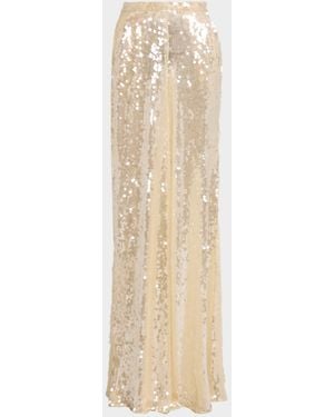 LAPOINTE Sequined Mesh Wide-Leg Pants - Natural