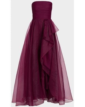 THEIA Teresa Draped Strapless Gown - Purple