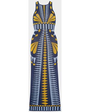 MISA Los Angles Emery Butterfly Jacquard Knit Midi Dress - Blue