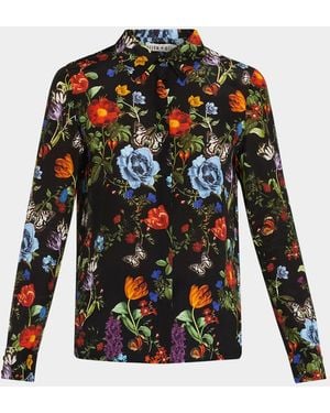 Alice + Olivia Willa Floral Silk Button-Front Blouse - Multicolor