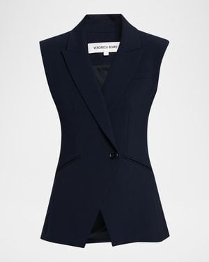 Veronica Beard Ciel Crepe Vest - Blue