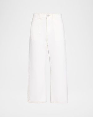 Moussy Gusset Cargo Ankle Jeans - White