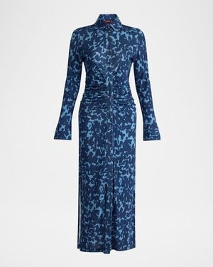 Altuzarra Claudia Spotted Long-Sleeve Midi Shirtdress - Blue