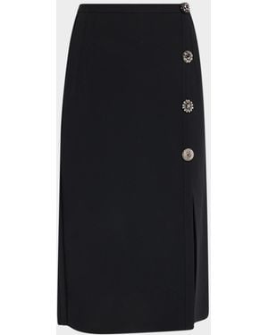 Dice Kayek Crystal Button Wrap Pencil Skirt - Black