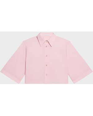 Helmut Lang Cropped Poplin Trench Shirt - Pink