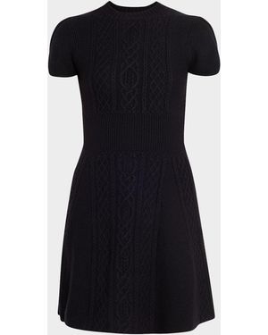 3.1 Phillip Lim Mock-Neck Cable-Knit Wool Mini Dress - Black