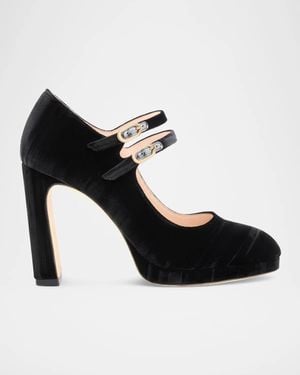 Stuart Weitzman Babette 100Mm Suede Platform Mary Janes - Black