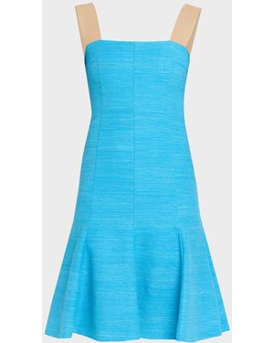Akris Punto Indian Silk Sleeveless Fit-&-Flare Dress - Blue