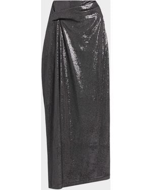 Kate Barton Draped Sequin Maxi Skirt - Gray