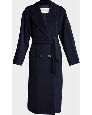 Max Mara Madame Belted Wool/Cashmere Coat - Blue