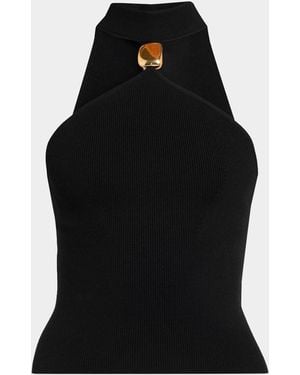 Jonathan Simkhai Renlen Merino Wool Halter Top - Black