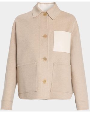 Loewe Collared Wool-Cashmere Workwear Jacket - Natural