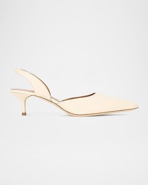 STAUD Sebastian 40Mm Leather Slingback Pumps - Natural