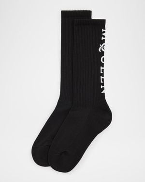 McQueen Vertical Logo Cotton Stretch Sport Socks - Black
