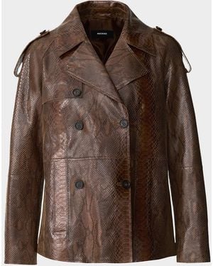 Mackage Dolores-Snk Double-Breasted Leather Jacket - Brown
