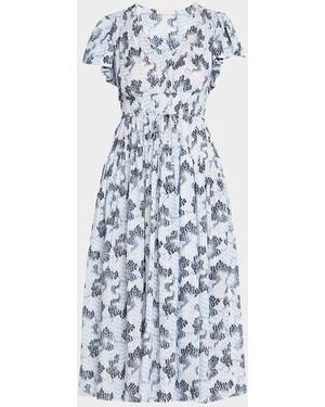 Ulla Johnson Lyria Printed Cotton Midi Dress - Blue