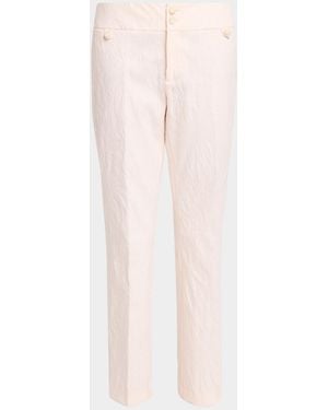 Etro Floral Jacquard Straight-Leg Ankle Pants - Pink